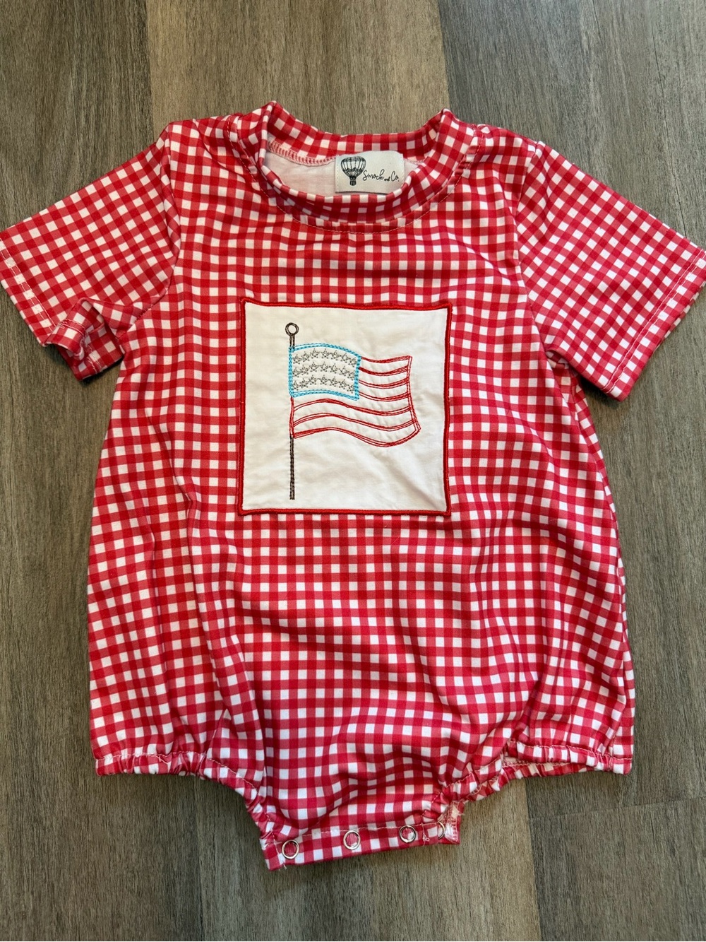 Red Gingham American Flag Bubble Romper
